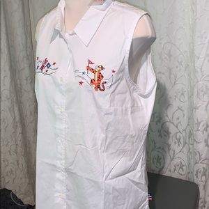 Vintage Disney plus white sleeveless cotton top